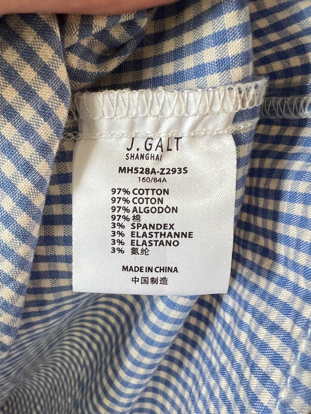 Brandy Melville John Galt Clarisse Blue & White Gingham Off the Shoulder Top OS - Picture 7 of 7